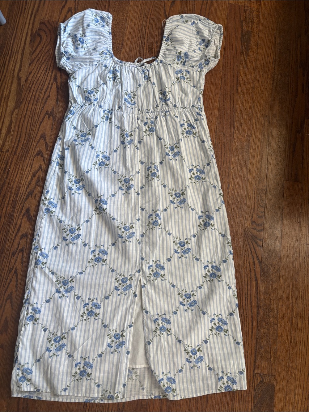 Blue Floral Stripe Midi Dress - Picture 6 of 10